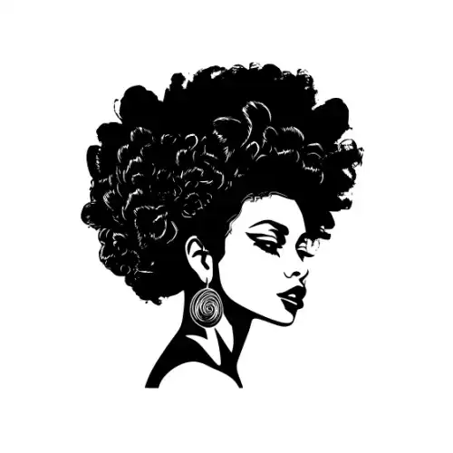 Afro Woman Puff Hair Silhouette SVG Design | SVG Files for Cricut & Print