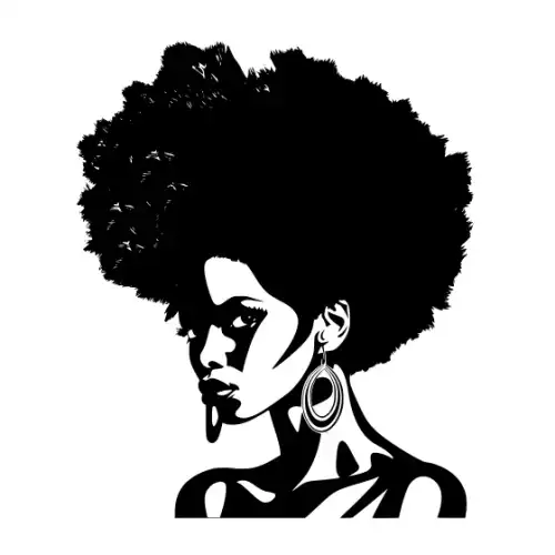 Afro Woman Puff Hair Silhouette SVG Design | SVG Files for Cricut & Print