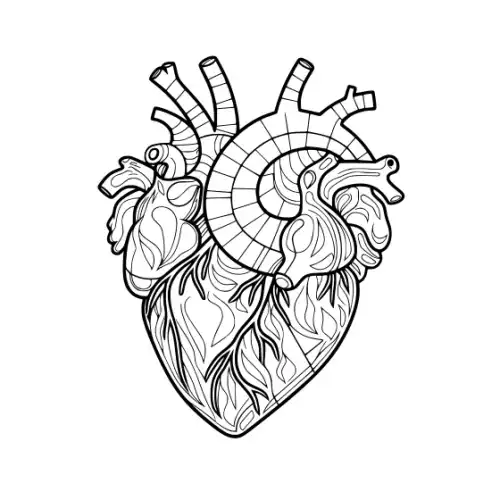 Anatomical Flroal Heart Silhouette SVG Design | SVG Files for Cricut & Print