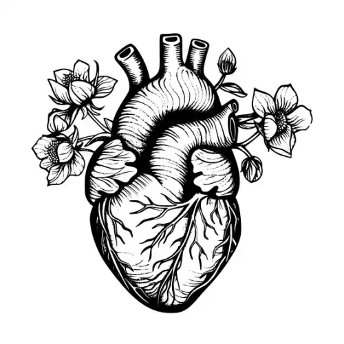 Anatomical Flroal Heart Silhouette SVG Design | SVG Files for Cricut & Print