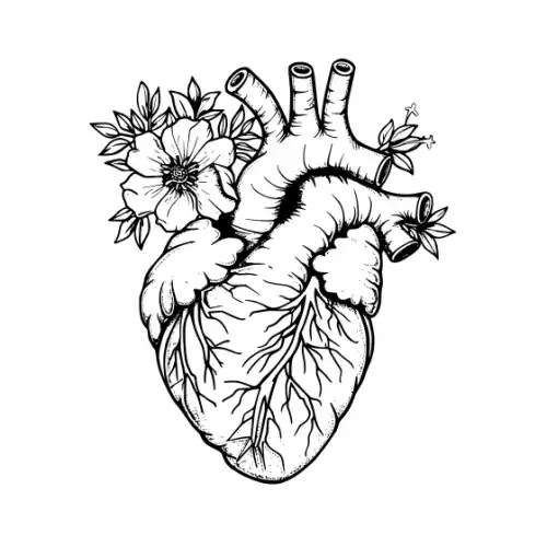 Anatomical Flroal Heart Silhouette SVG Design | SVG Files for Cricut & Print