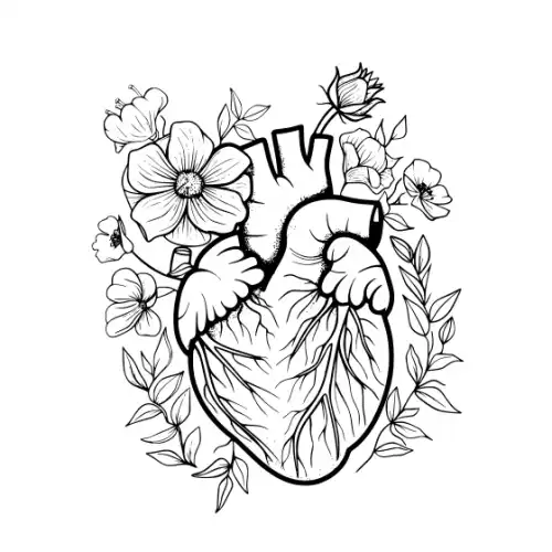 Anatomical Flroal Heart Silhouette SVG Design | SVG Files for Cricut & Print