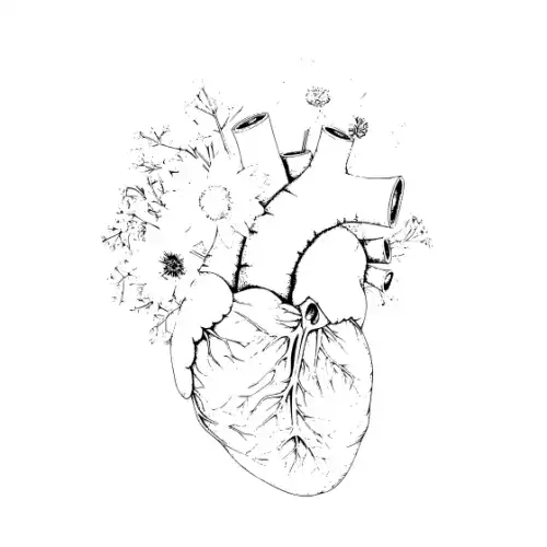 Anatomical Flroal Heart Silhouette SVG Design | SVG Files for Cricut & Print