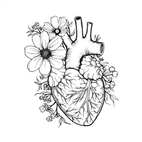 Anatomical Flroal Heart Silhouette SVG Design | SVG Files for Cricut & Print