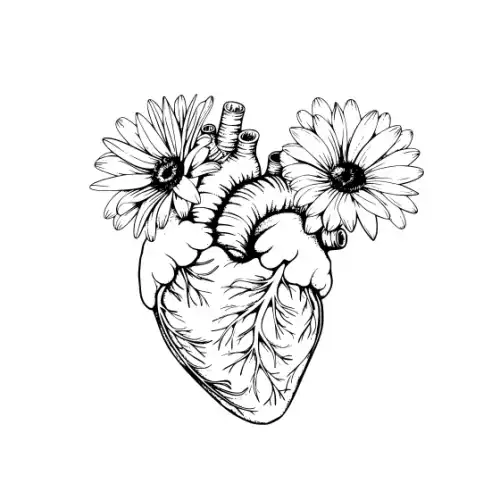 Anatomical Flroal Heart Silhouette SVG Design | SVG Files for Cricut & Print