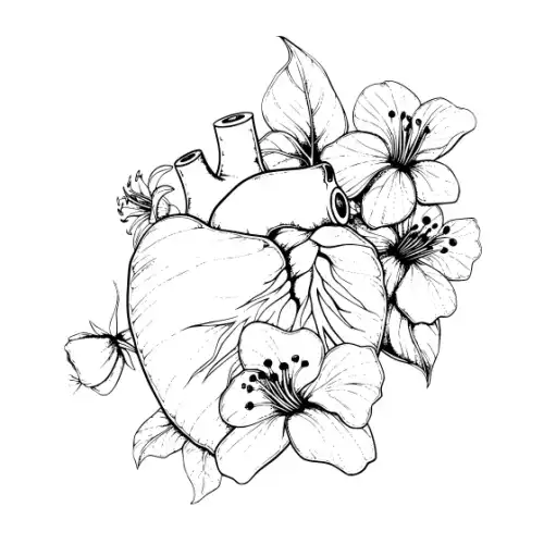 Anatomical Flroal Heart Silhouette SVG Design | SVG Files for Cricut & Print