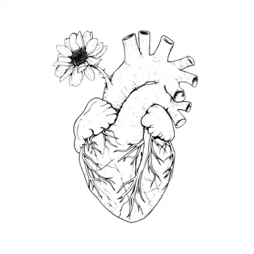Anatomical Flroal Heart Silhouette SVG Design | SVG Files for Cricut & Print