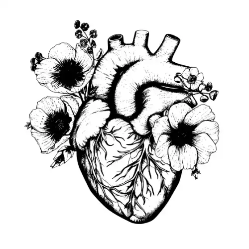 Anatomical Flroal Heart Silhouette SVG Design | SVG Files for Cricut & Print