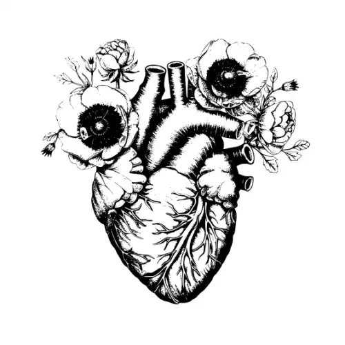 Anatomical Flroal Heart Silhouette SVG Design | SVG Files for Cricut & Print