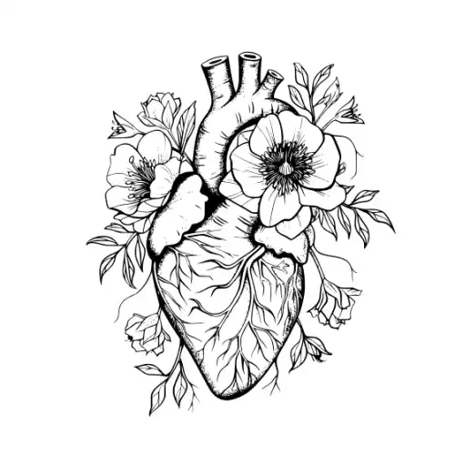 Anatomical Flroal Heart Silhouette SVG Design | SVG Files for Cricut & Print