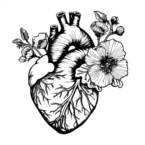 Anatomical Flroal Heart Silhouette SVG Design | SVG Files for Cricut & Print