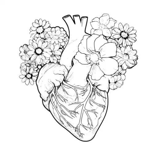 Anatomical Flroal Heart Silhouette SVG Design | SVG Files for Cricut & Print