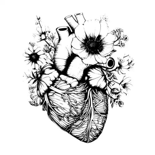 Anatomical Flroal Heart Silhouette SVG Design | SVG Files for Cricut & Print