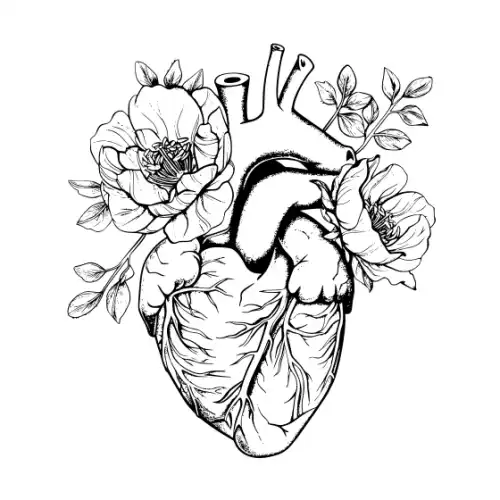 Anatomical Flroal Heart Silhouette SVG Design | SVG Files for Cricut & Print