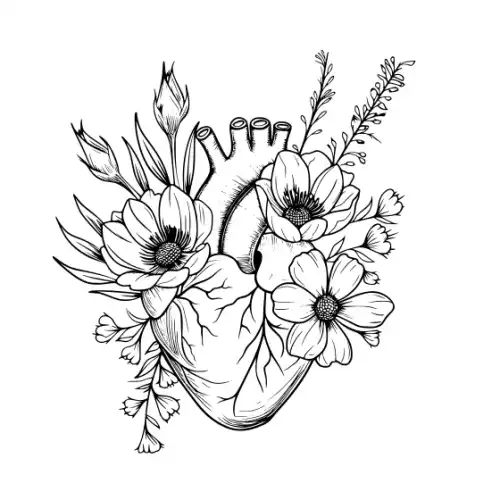 Anatomical Flroal Heart Silhouette SVG Design | SVG Files for Cricut & Print