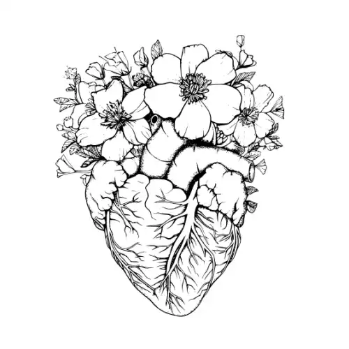 Anatomical Flroal Heart Silhouette SVG Design | SVG Files for Cricut & Print