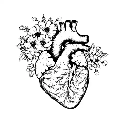 Anatomical Flroal Heart Silhouette SVG Design | SVG Files for Cricut & Print