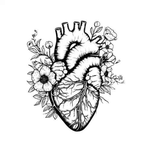 Anatomical Flroal Heart Silhouette SVG Design | SVG Files for Cricut & Print