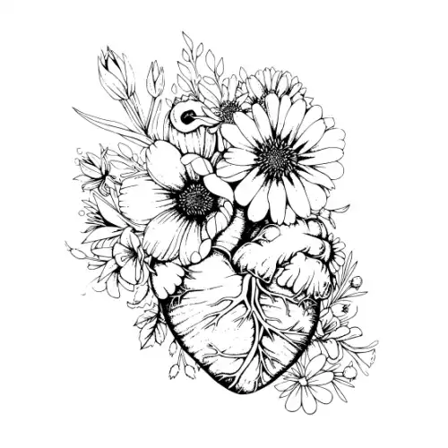 Anatomical Flroal Heart Silhouette SVG Design | SVG Files for Cricut & Print