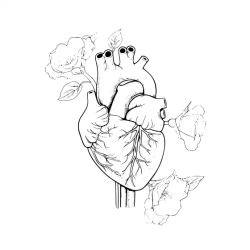 Anatomical Flroal Heart Silhouette SVG Design | SVG Files for Cricut & Print