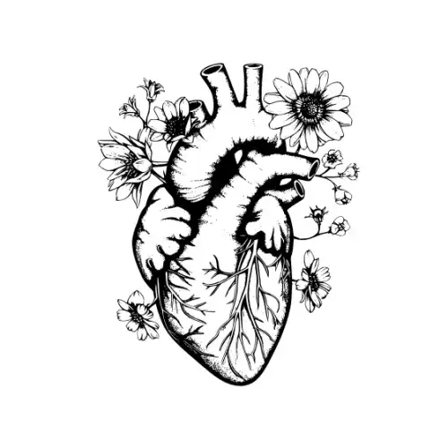 Anatomical Flroal Heart Silhouette SVG Design | SVG Files for Cricut & Print