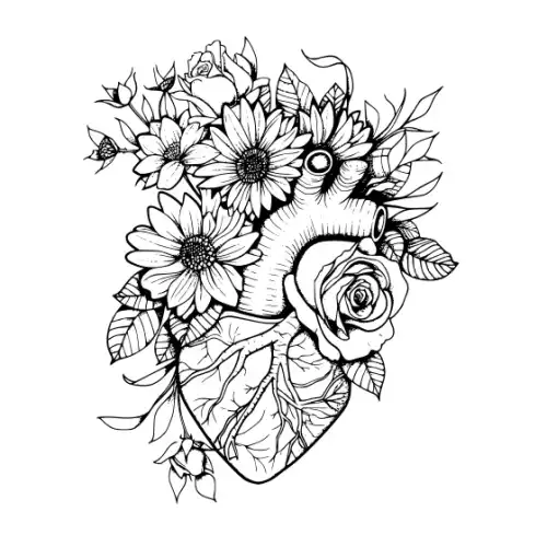 Anatomical Flroal Heart Silhouette SVG Design | SVG Files for Cricut & Print