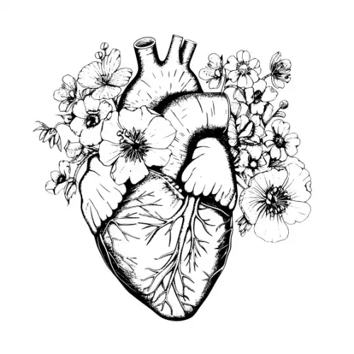 Anatomical Flroal Heart Silhouette SVG Design | SVG Files for Cricut & Print