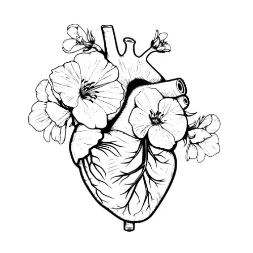 Anatomical Flroal Heart Silhouette SVG Design | SVG Files for Cricut & Print
