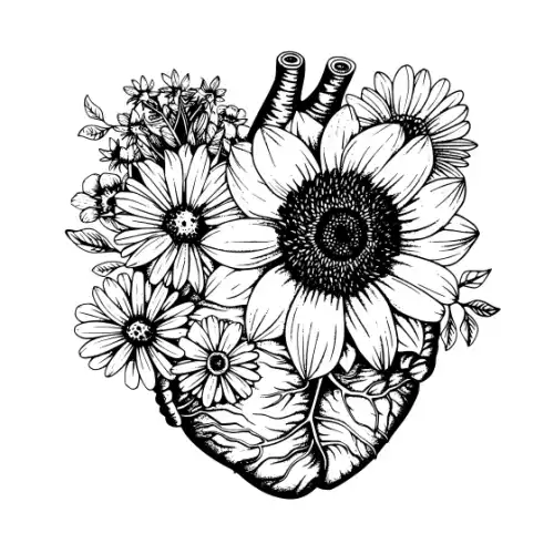 Anatomical Flroal Heart Silhouette SVG Design | SVG Files for Cricut & Print