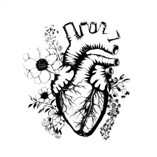 Anatomical Flroal Heart Silhouette SVG Design | SVG Files for Cricut & Print