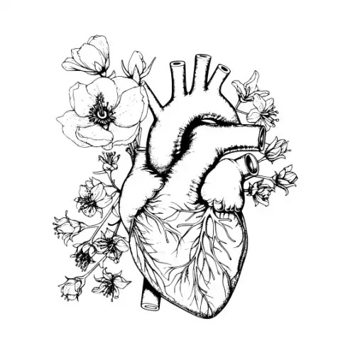 Anatomical Flroal Heart Silhouette SVG Design | SVG Files for Cricut & Print
