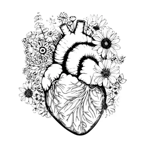 Anatomical Flroal Heart Silhouette SVG Design | SVG Files for Cricut & Print