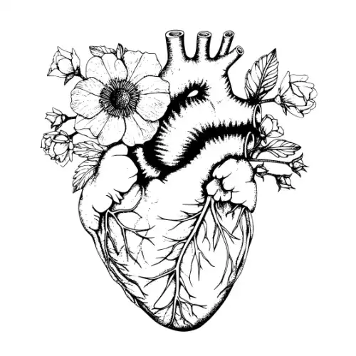 Anatomical Flroal Heart Silhouette SVG Design | SVG Files for Cricut & Print