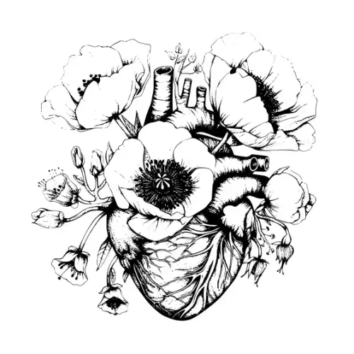 Anatomical Flroal Heart Silhouette SVG Design | SVG Files for Cricut & Print