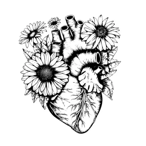 Anatomical Flroal Heart Silhouette SVG Design | SVG Files for Cricut & Print
