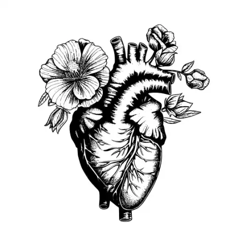Anatomical Flroal Heart Silhouette SVG Design | SVG Files for Cricut & Print