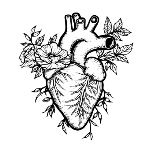 Anatomical Flroal Heart Silhouette SVG Design | SVG Files for Cricut & Print
