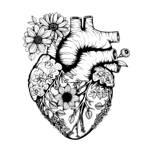 Anatomical Flroal Heart Silhouette SVG Design | SVG Files for Cricut & Print