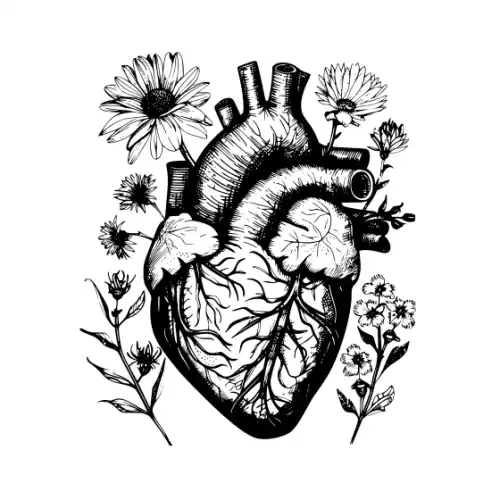 Anatomical Flroal Heart Silhouette SVG Design | SVG Files for Cricut & Print