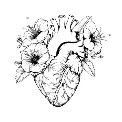 Anatomical Flroal Heart Silhouette SVG Design | SVG Files for Cricut & Print