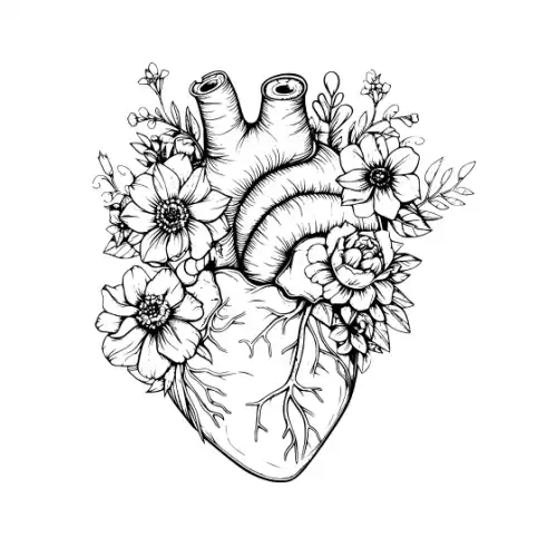 Anatomical Flroal Heart Silhouette SVG Design | SVG Files for Cricut & Print