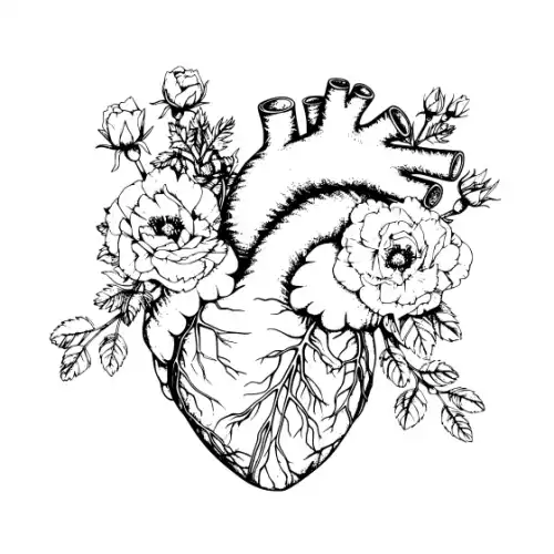 Anatomical Flroal Heart Silhouette SVG Design | SVG Files for Cricut & Print