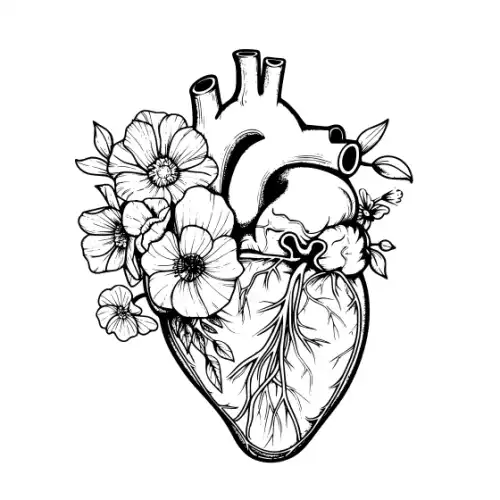 Anatomical Flroal Heart Silhouette SVG Design | SVG Files for Cricut & Print