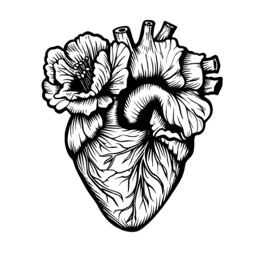 Anatomical Flroal Heart Silhouette SVG Design | SVG Files for Cricut & Print