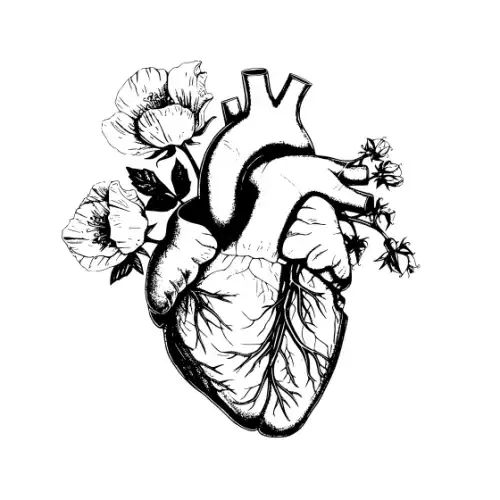 Anatomical Flroal Heart Silhouette SVG Design | SVG Files for Cricut & Print