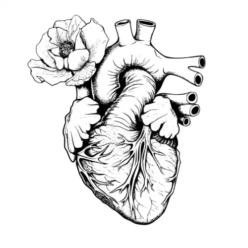 Anatomical Flroal Heart Silhouette SVG Design | SVG Files for Cricut & Print