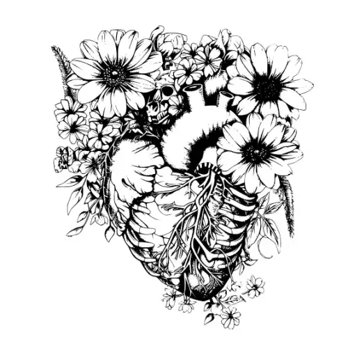 Anatomical Flroal Heart Silhouette SVG Design | SVG Files for Cricut & Print