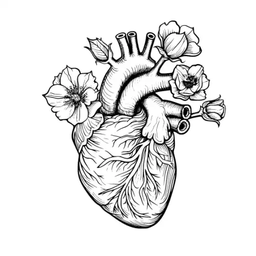 Anatomical Flroal Heart Silhouette SVG Design | SVG Files for Cricut & Print