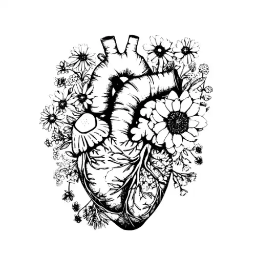 Anatomical Flroal Heart Silhouette SVG Design | SVG Files for Cricut & Print