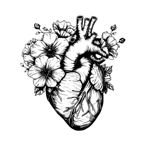 Anatomical Flroal Heart Silhouette SVG Design | SVG Files for Cricut & Print